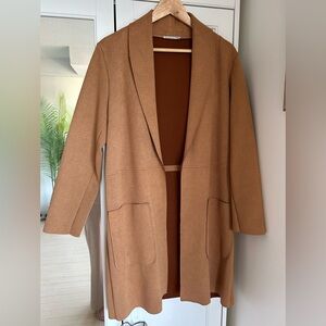 Zara Camel Tan Open Front Trench Coat